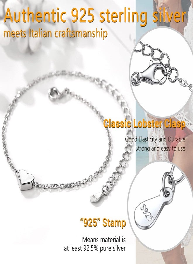 PROSILVER Womens Heart Anklet Dainty Silver Cute Anklets For Women Ankle Bracelets - Image 4